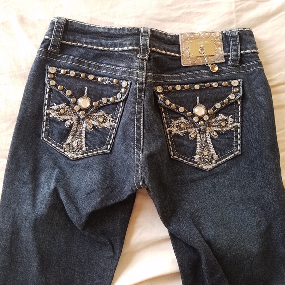 LA Idol USA Blingy Cross Flap Pocket Blue Jean - Picture 8 of 11